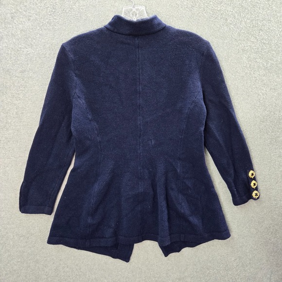 VINTAGE‎ St John Women Jacket 8 Blue Button Up Marie Gray 3/4 Sleeve Collar - Picture 7 of 11